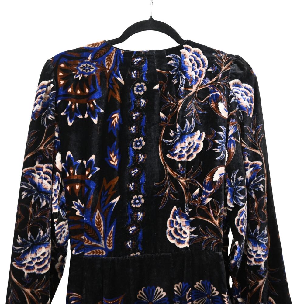 Farm Rio Arabesque Mix Scarves Wrap Velvet Mini Dress Size L - Picture 4 of 12